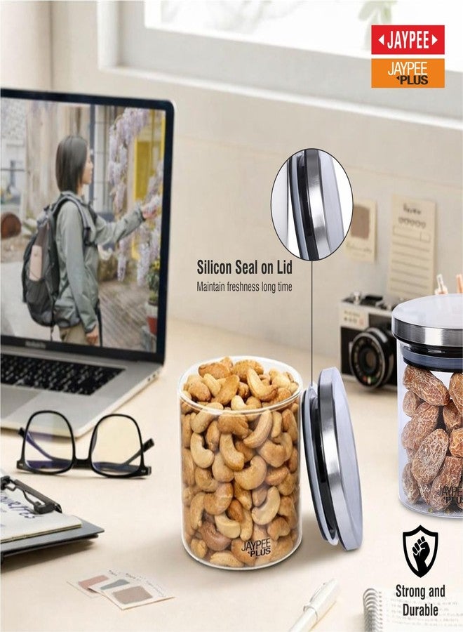 جايبي بلس علبة تخزين مطبخ دائرية شفافة من جاي بي بلس يونيكلاس كلير مصنوعة من زجاج البوروسيليكات، مزودة بغطاء محكم الإغلاق، مثالية لحفظ البسكويت والوجبات الخفيفة والبقوليات والفواكه المجففة. قابلة للتكديس، تحافظ على الروائح، آمنة للاستخدام في الميكروويف، مصنوعة من مواد غذائية عالية الجودة، سعة 490 مل، شفافة. - Image 2